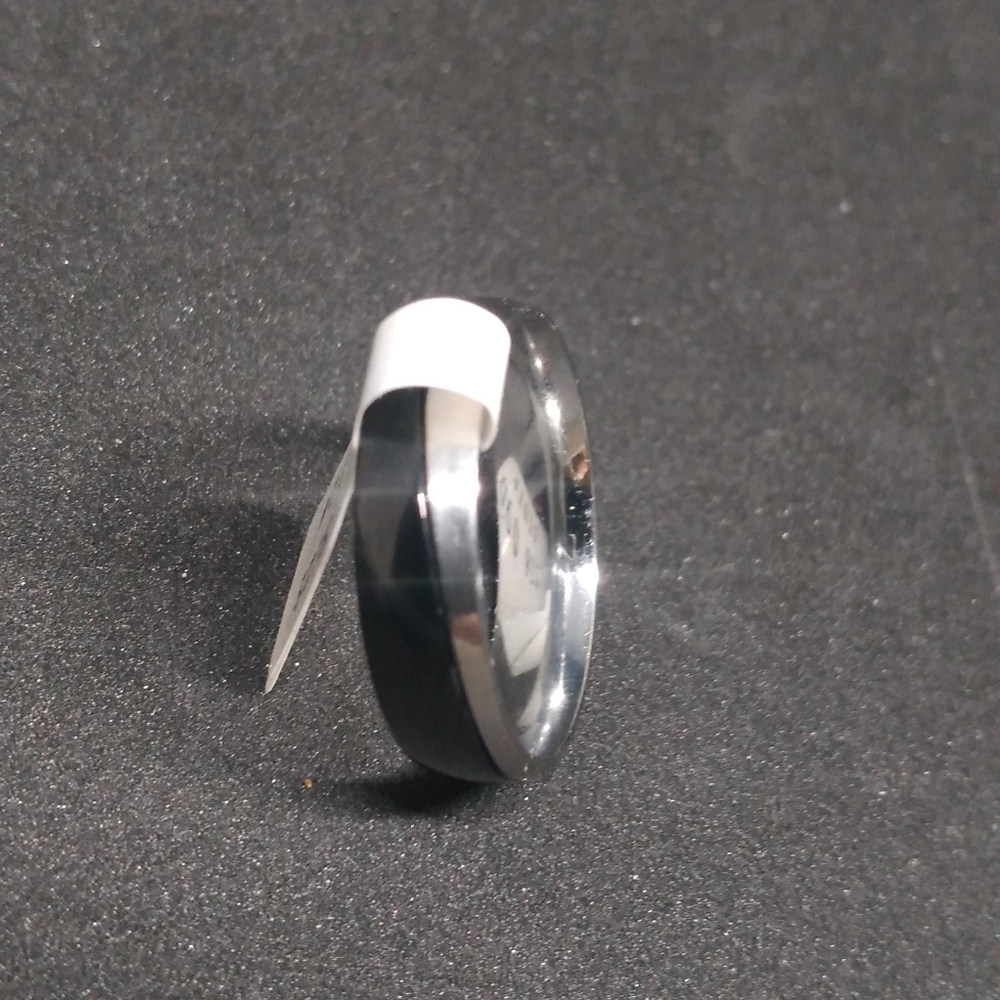 Classy black and stainless steal men's ring